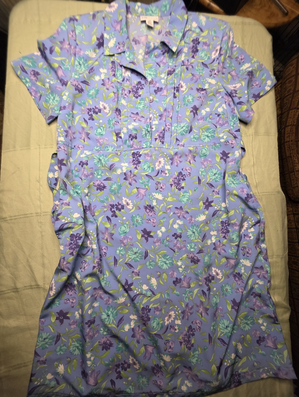 The Tog Shop Petites Floral Midi Dress Periwinkle Blue Purple Size 14P Pockets